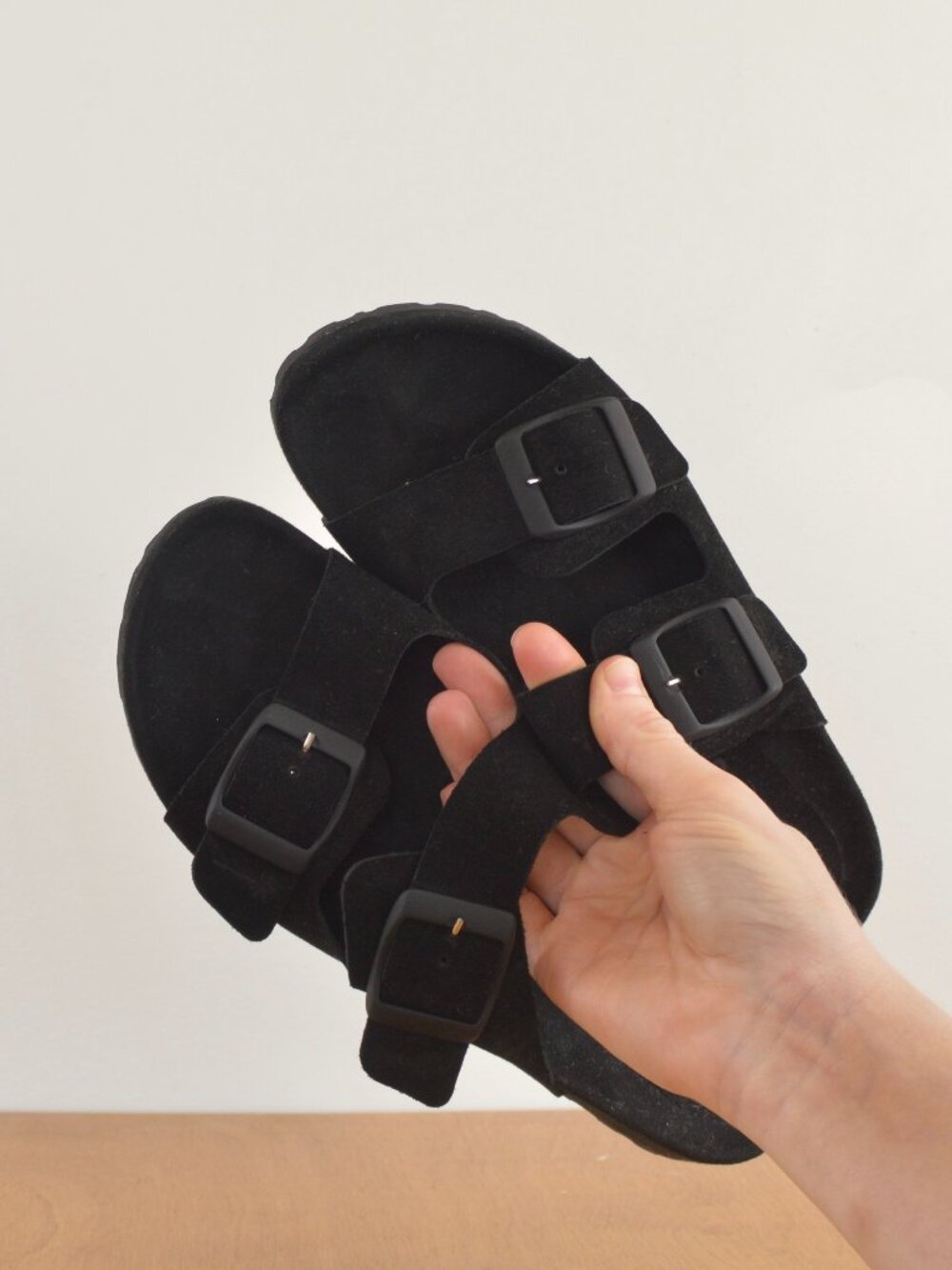 black manebi suede traveler nordic sandals black size 39